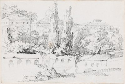Murallas de Roma con Santa Maria del Popolo en la distancia de Joseph Marie Vien