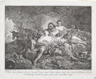Lot y sus hijas de Joseph Marie Vien after Jean François de Troy