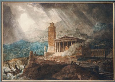 Un Capricho de un Puerto Romano durante una Tormenta de Joseph Michael Gandy