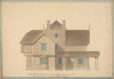 La cabaña del molinero en Chatsworth: Alzado de la fachada sur de Joseph Michael Gandy