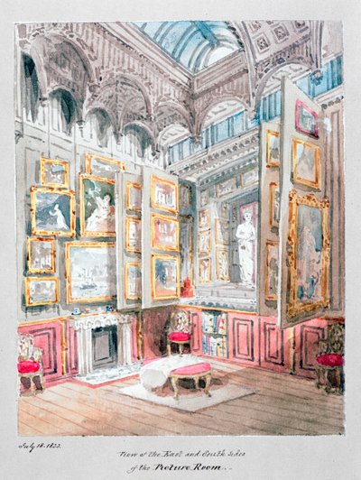 Vista de los lados este y sur de la segunda Sala de Pinturas de Soane, c.1825 de Joseph Michael Gandy