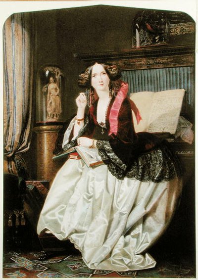 Señorita Ashton sentada al piano de Joseph Middleton Jopling