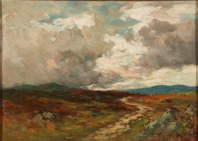 Nubes de tormenta sobre las colinas ( óleo sobre tabla) de Joseph Milne