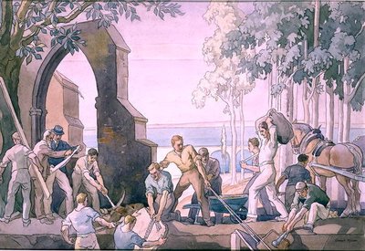 Hombres trabajando, c.1920s de Joseph Milner