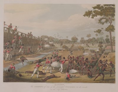 Rangún: El asalto a una de las principales empalizadas el 8 de julio de 1824, lámina 15 de 