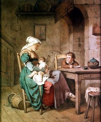 Interior de una cabaña suiza de Joseph Murray Ince
