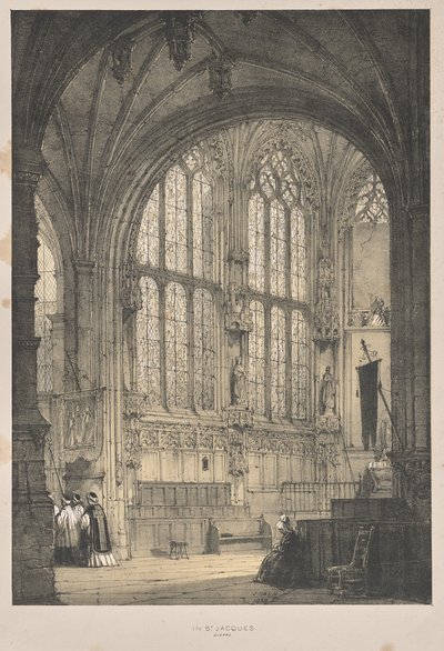 Arquitectura de la Edad Media: En San Jacques, Dieppe, Extremo Este, Interior de Joseph Nash