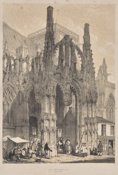 Arquitectura de la Edad Media: Louviers, Normandía, Pórtico Sur de Joseph Nash