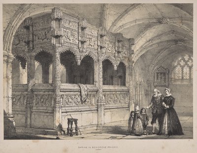 Arquitectura de la Edad Media: Santuario de la Condesa de la Warre en la Abadía de Boxgrove, Sussex de Joseph Nash