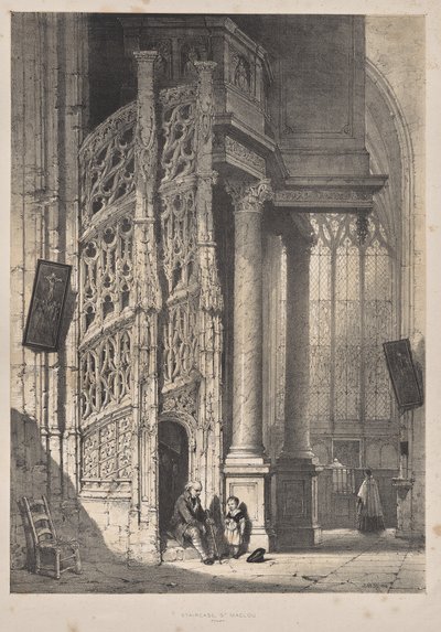 Arquitectura de la Edad Media: Escalera, San Maclou, Ruan de Joseph Nash
