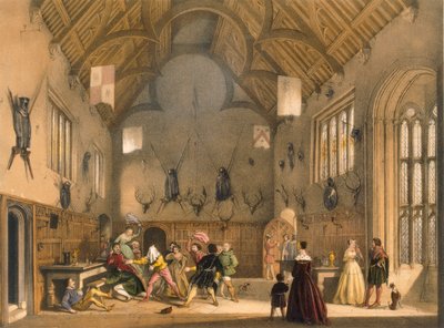 El juego de la gallina ciega, jugado en Athelhampton Hall, mediados de 1600s, de 