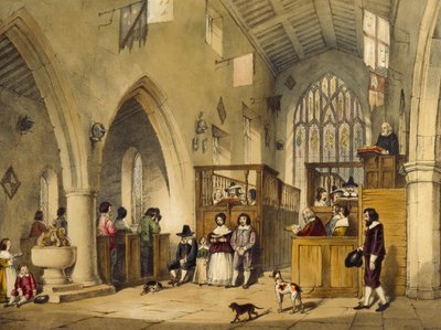 Capilla en Haddon Hall, Derbyshire, 1600, ilustración de 