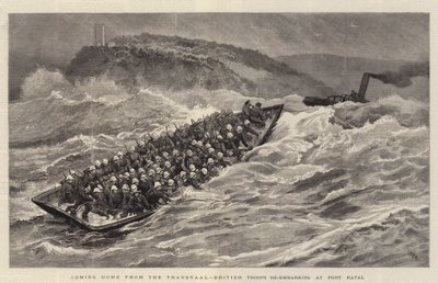 Volviendo a casa desde el Transvaal, tropas británicas reembarcando en el puerto de Natal de Joseph Nash