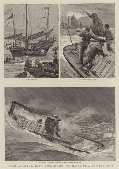 De Aberdeen, Isla de Hong Kong, a Macao en un Torpedero de Joseph Nash