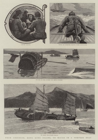 De Aberdeen, Isla de Hong Kong, a Macao en un Torpedero de Joseph Nash