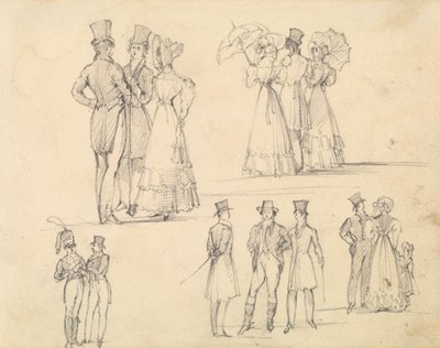 Grupos de hombres y mujeres en la conservación de Joseph Nash