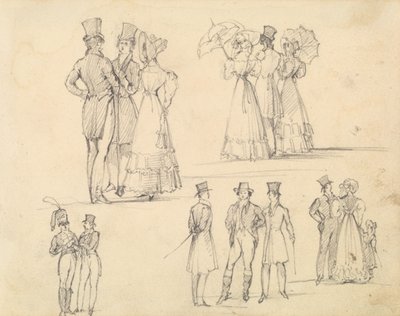 Grupos de hombres y mujeres en la conservación de Joseph Nash