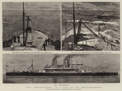 HMS Dreadnought en una tormenta en el Mediterráneo de Joseph Nash