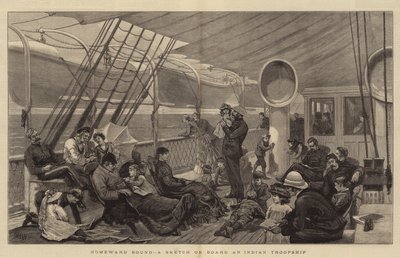 De vuelta a casa, un boceto a bordo de un barco de tropas indio de Joseph Nash
