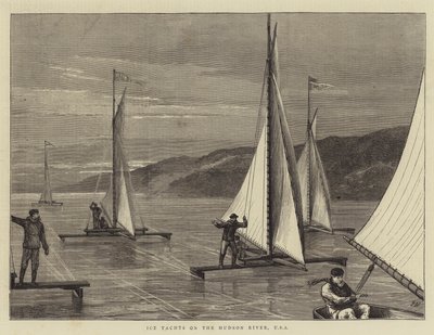 Yates de hielo en el río Hudson, EE.UU. de Joseph Nash