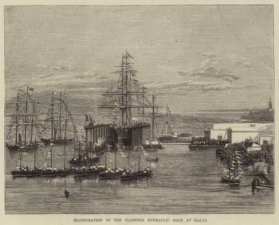 Inauguración del Muelle Hidráulico Clarence en Malta de Joseph Nash