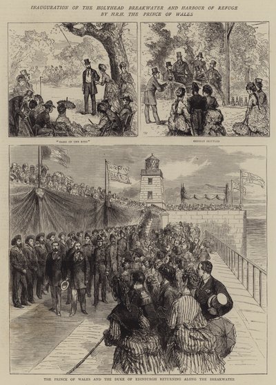 Inauguración del rompeolas y puerto de refugio de Holyhead por SAR el Príncipe de Gales de Joseph Nash