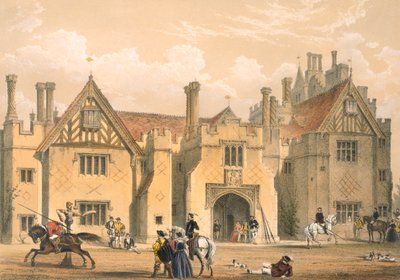 Práctica de justa, Compton Wynyates, Warwick, mediados del siglo XVII de Joseph Nash