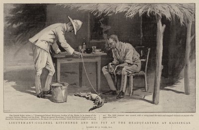 Teniente Coronel Kitchener y su mascota en el cuartel general en Kassingar de Joseph Nash