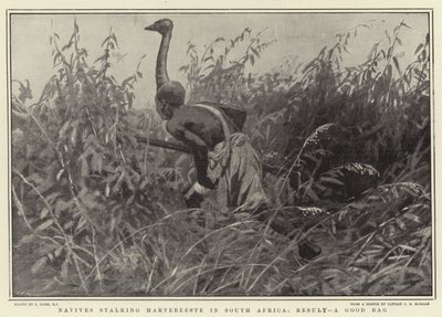 Nativos acechando Hartebeeste en Sudáfrica, resultado, una buena caza de Joseph Nash