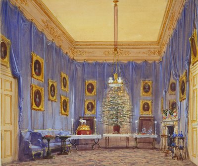 Árbol de Navidad de la Reina Victoria, Castillo de Windsor, 1845 de Joseph Nash