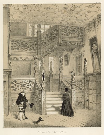 Escalera, Crewe Hall, Cheshire de Joseph Nash