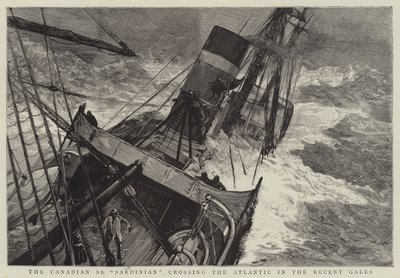 El SS Sardinian canadiense cruzando el Atlántico en los recientes temporales de Joseph Nash
