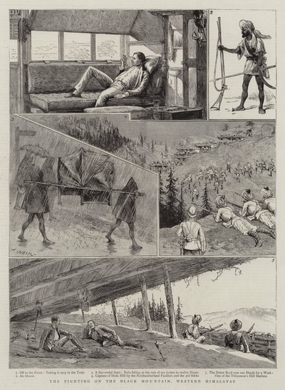 La lucha en la Montaña Negra, Himalayas occidentales de Joseph Nash