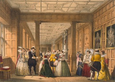 La galería en Hatfield House, Hertfordshire, pub. 1838 de Joseph Nash