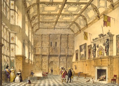El Gran Salón, Hatfield, Berkshire, 1600, ilustración de 