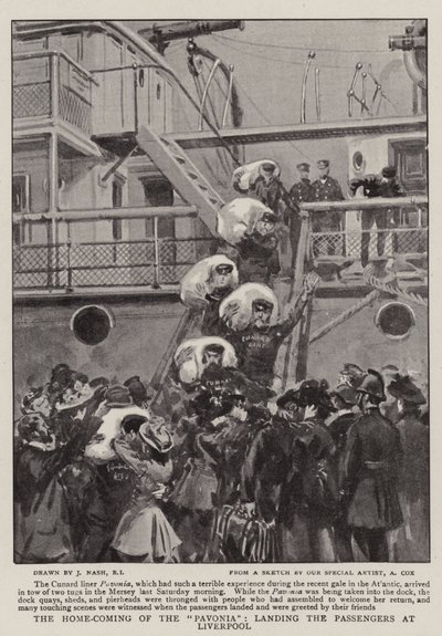 El regreso del Pavonia, desembarcando a los pasajeros en Liverpool de Joseph Nash