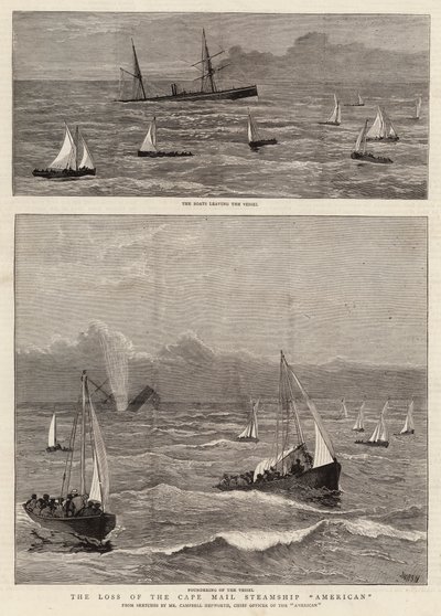 La pérdida del barco de vapor Cape Mail American de Joseph Nash