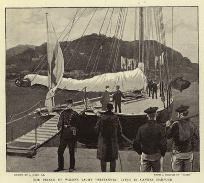 El yate Britannia del Príncipe de Gales en el puerto de Cannes de Joseph Nash