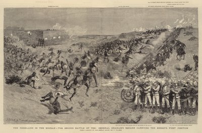 La rebelión en Sudán, la segunda batalla de Teb, el cuadrado del General Graham llevando la primera posición del enemigo de Joseph Nash