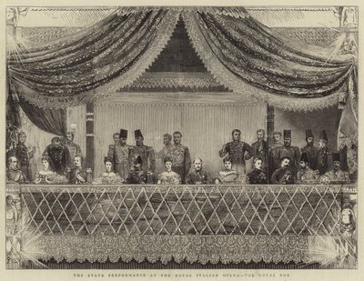 La actuación estatal en la Ópera Real Italiana, el palco real de Joseph Nash