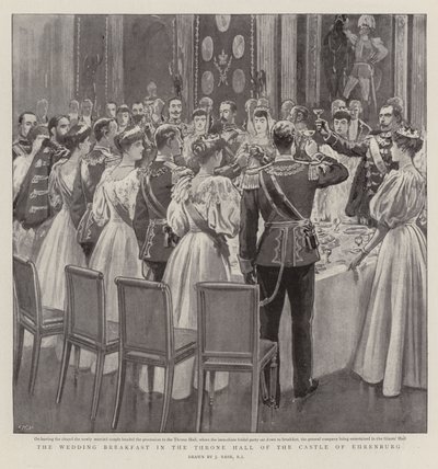 El desayuno de bodas en el Salón del Trono del Castillo de Ehrenburg de Joseph Nash