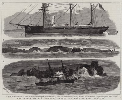 El naufragio del cañonero HM Wasp frente a la isla Tory, Donegal de Joseph Nash