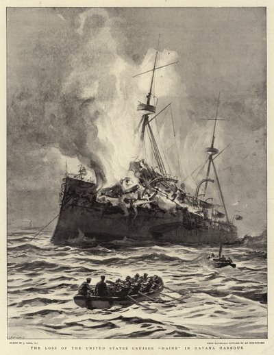 La pérdida del crucero estadounidense Maine en el puerto de La Habana de Joseph Nash
