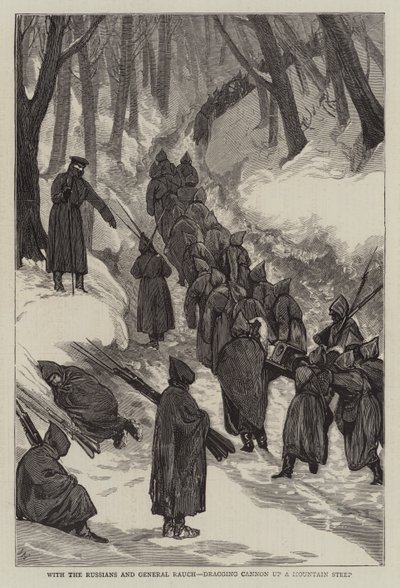 Con los Rusos y el General Rauch, arrastrando Cañones por una Montaña Empinada de Joseph Nash