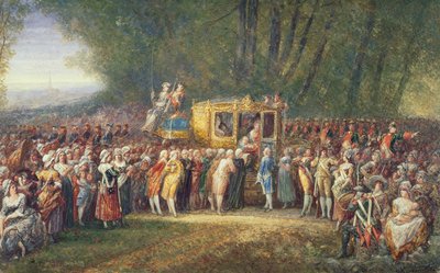 El Rey Luis XVI siendo llevado de Versalles a París por las mujeres de Les Halles en octubre de 1789 de Joseph Navlet