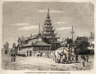 El palacio del Rey de Ava, en Amarapoura (actual Birmania), dibujo de Navlet para ilustrar el viaje al reino de Ava, en 1855, del Capitán Henri Yule del cuerpo del genio bengalí. Grabado en 