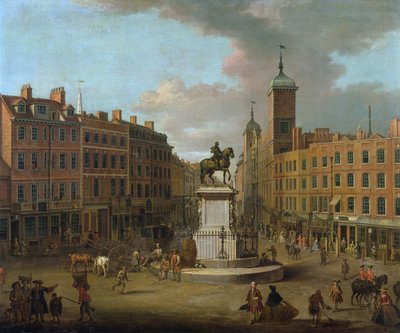 Una vista de Charing Cross y Northumberland House, 1746 de Joseph Nickolls