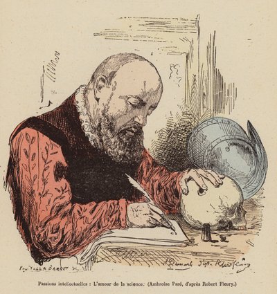 Amor a la ciencia (grabado coloreado) de Joseph Nicolas (after) Robert Fleury