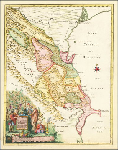 Mapa de 1728 de la región occidental del Mar Caspio por Joseph Nicholas de L