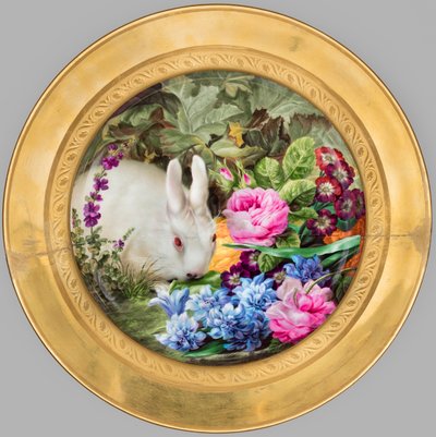 Plato con conejo blanco de Joseph Nigg